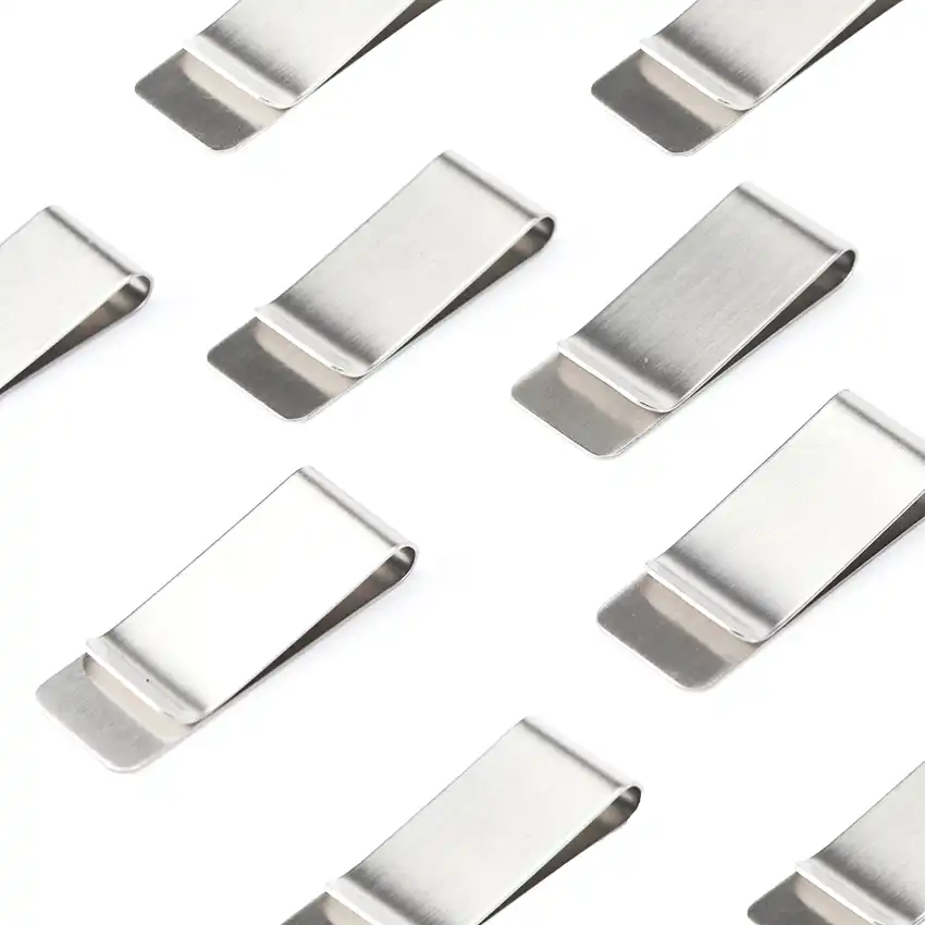 1pc High Quality Stainless Steel Metal Money Clip Fashion Simple Silver Dollar Cash Clamp Holder Wallet For Men Women - 
