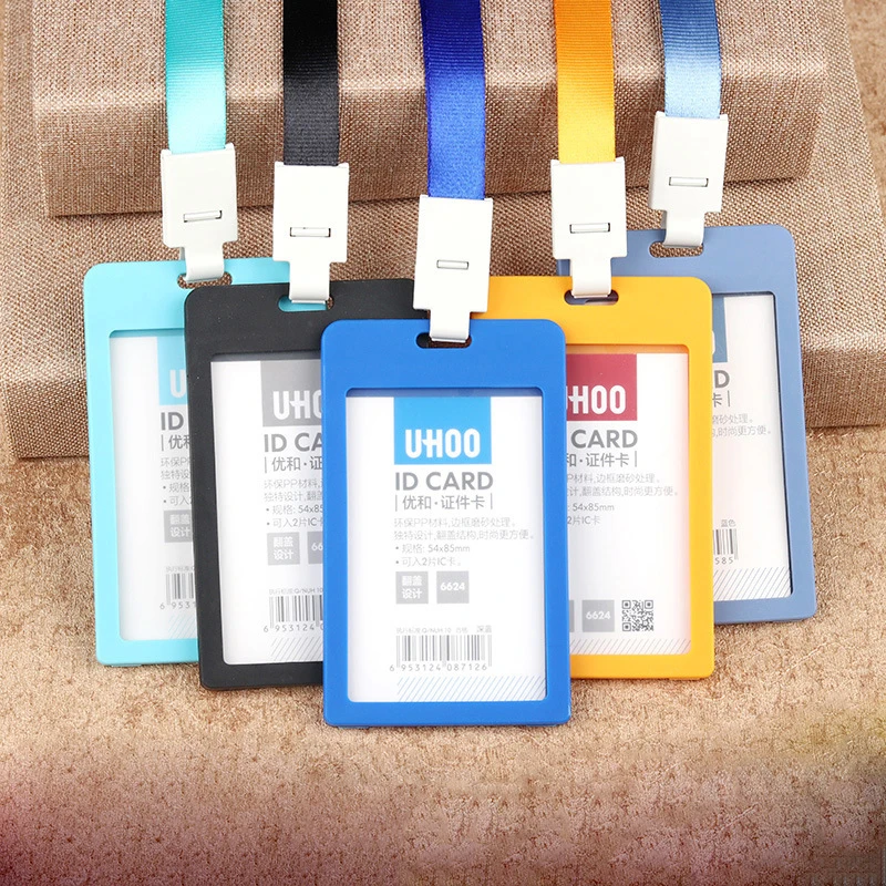 

1pc Work Card Holder Office Identification Card Holder and Rope Clip Horizontal Work ID Holder Length Style Optional