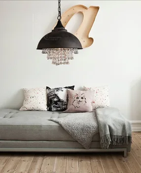 

Loft Style American Rural Vintage Pendant Lamp Wrought Iron Art Deco Lighting Coffee Shop Led Crystal Pendant Lights