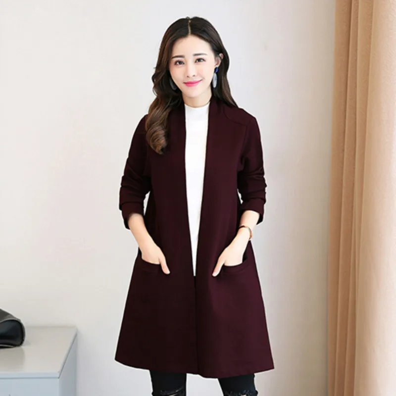 2019 Korean Style Women Brief Cardigan Trench Coat Ladies Work