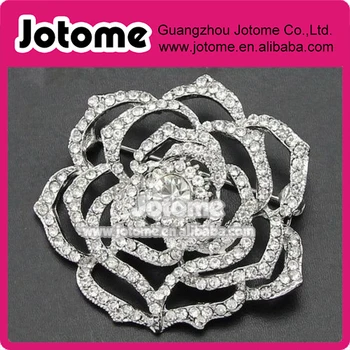 

Full Crystal Rhinestone Rose silver Brooch Pin Corsage for Wedding