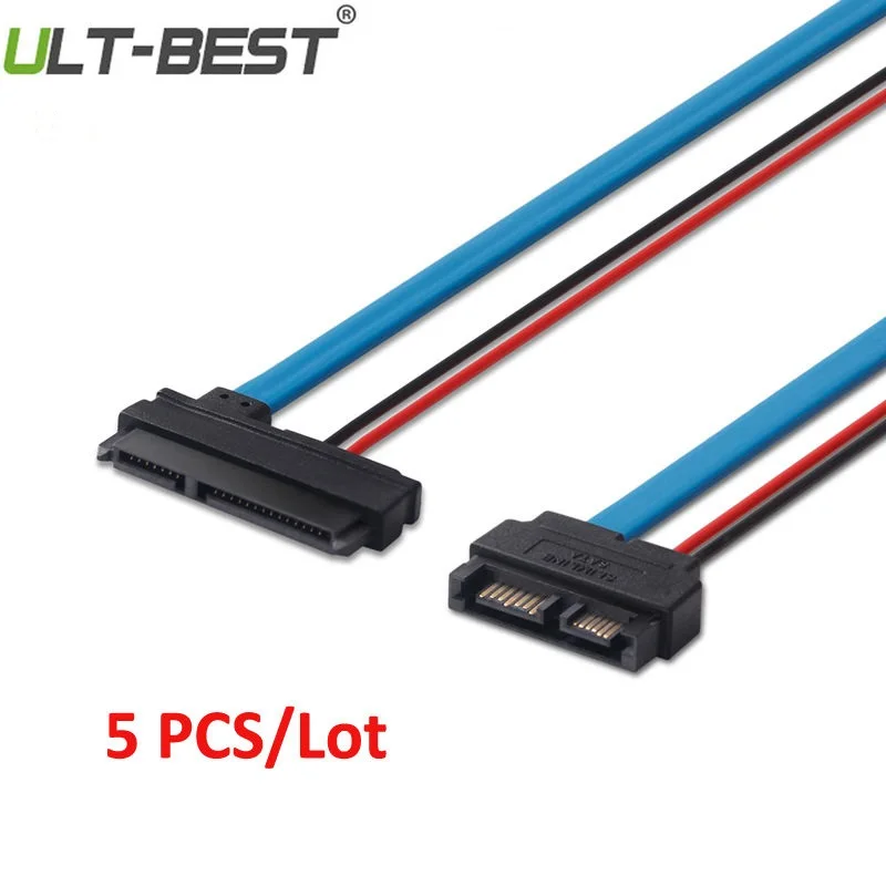 

ULT-Best 5PCS SATA Cable Serial ATA 22Pin 7+15 Female to Slimline SATA 13Pin 7+6 Male Connector Converter 30CM/1FT/12INCH