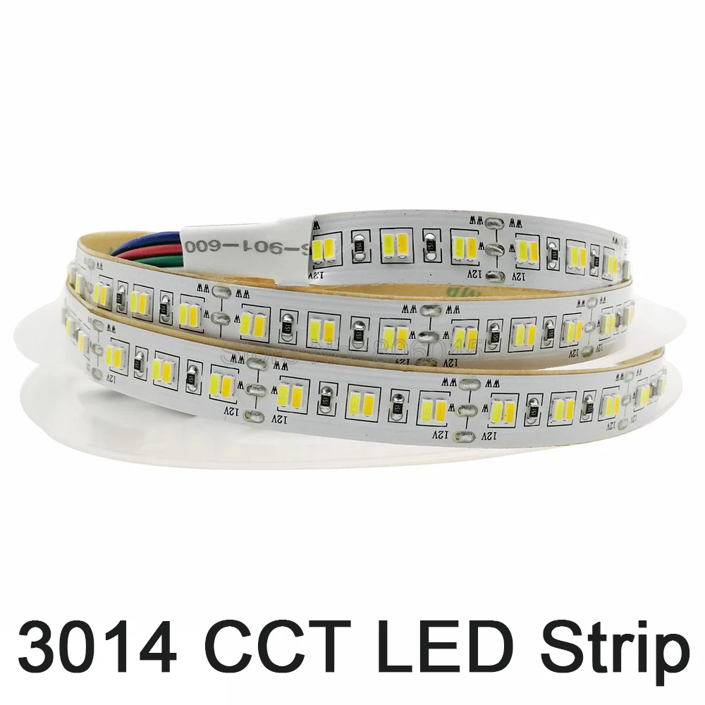 5 м 12 в 3014 SMD Светодиодная лента 216LED/M двойная белая цветная Регулируемая