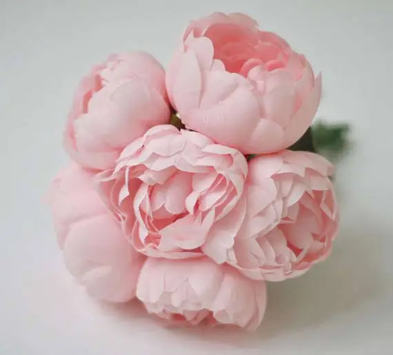 6pcs Silk Peonies Blush Pink Light Bridesmaid 6pcs Silk Peonies Blush Pink Light Bridesmaid Bouquets Wedding Flowers Not Real Touch