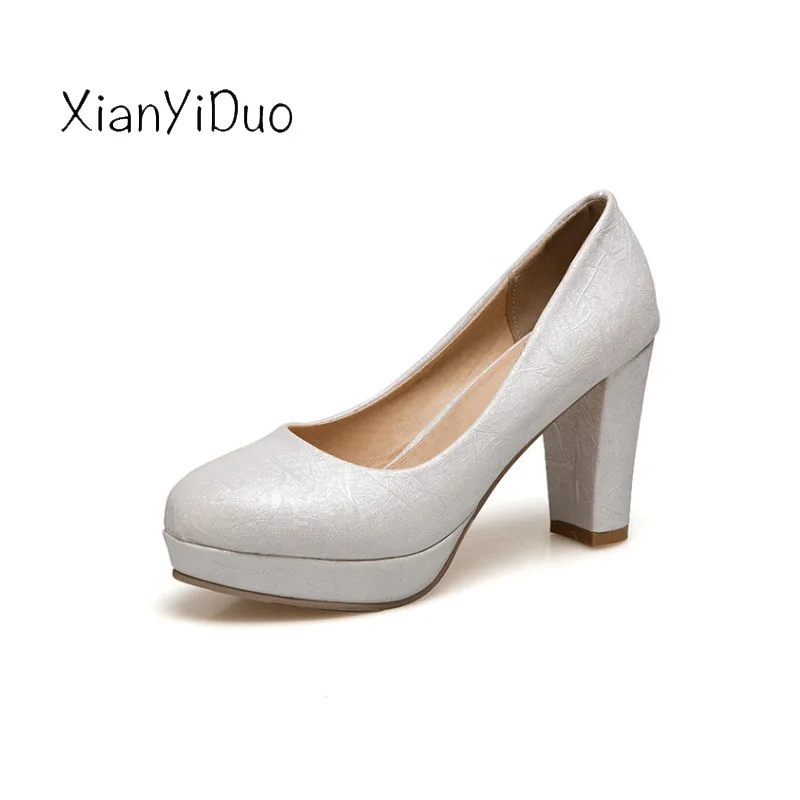 

Xianyiduo 2018 Spring/Autumn Slingbacks Women's Shoes Round Toe high heels Pumps large size34-47 Light purple Light purple/219