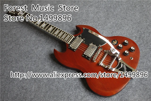 Cheap Matte Finish SG Electric Guitars Chinese Mahogany Guitar Body With Chrome Bigsby Free Shipping