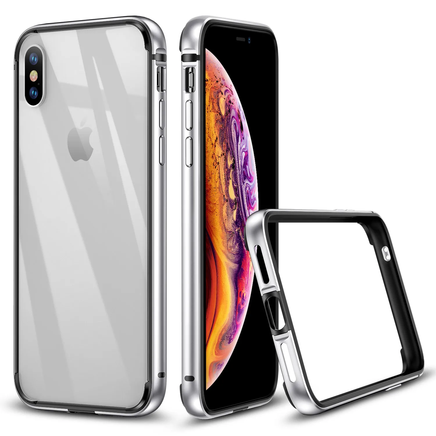 ESR металлический чехол-бампер для iPhone XS XR XS Max металлическая рамка Броня с мягким внутренним Бампером для iPhone XS XR роскошный противоударный чехол - Цвет: Silver White