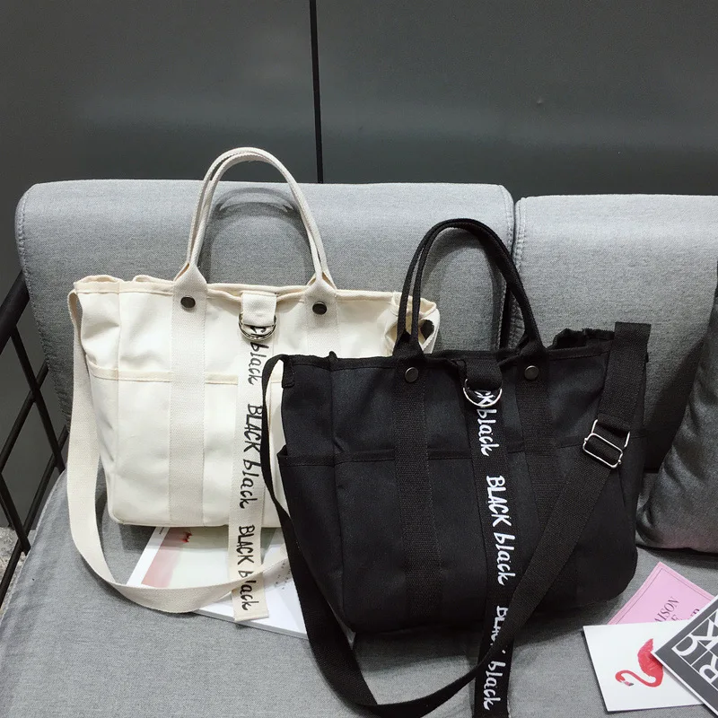 

Fashion Hasp Women Letters Messenger Bags Handbags 2019 New Hot Soft School Students Book Bag Canvas Bags Shoulder Bags
