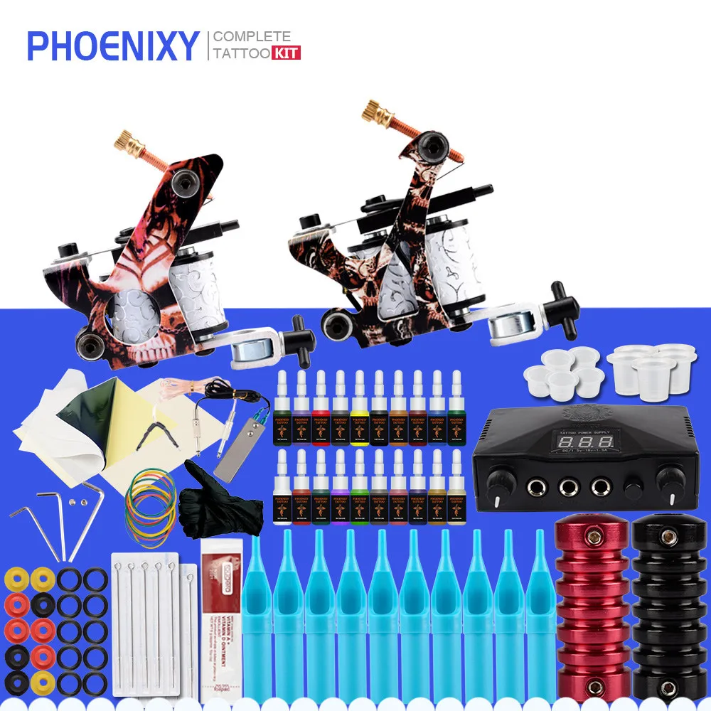

Professional Tattoo Machine Set 2 Machines Tattoo Gun Accessories Power Supply Body Art Tattoo Kit Permanent Makeup Tattoo Set