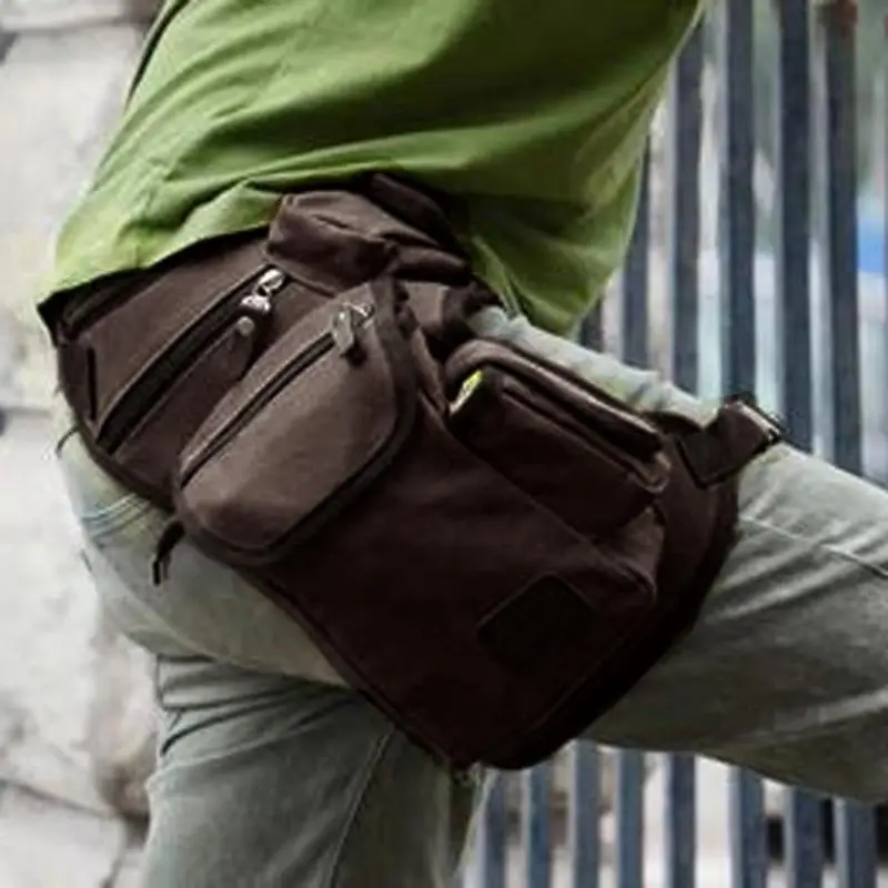 

New Men's Canvas Drop Leg Bag Waist Fanny Pack Belt Hip Bum Military Motorcycle Multi-purpose Messenger Shoulder Bags For Men