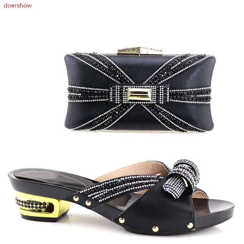 

doershow Italian Shoes with Matching Bags for Wedding Women Shoes and Bag to Match for party Nigerian Shoes and Bag Set!HV1-14