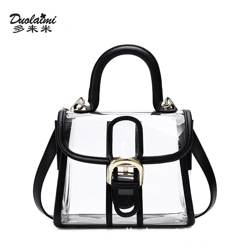 2017 New Arrival Transparent Peekaboo Saddle Jelly bag Small Casual Synthetic Leather Women's Handbag Lady Messenger Bags Tote