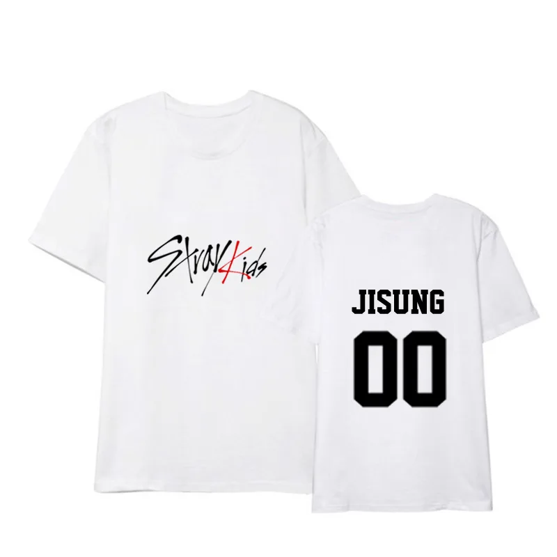 Kpop/Детские футболки; хлопковая черно-белая футболка для концерта; модные летние топы с короткими рукавами - Цвет: JISUNG w
