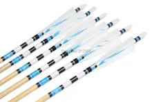 Longbowmaker White And Blue Printing Turkey Feathers Cedar Wood Targeting Arrows NWYT5 (12 Pack)