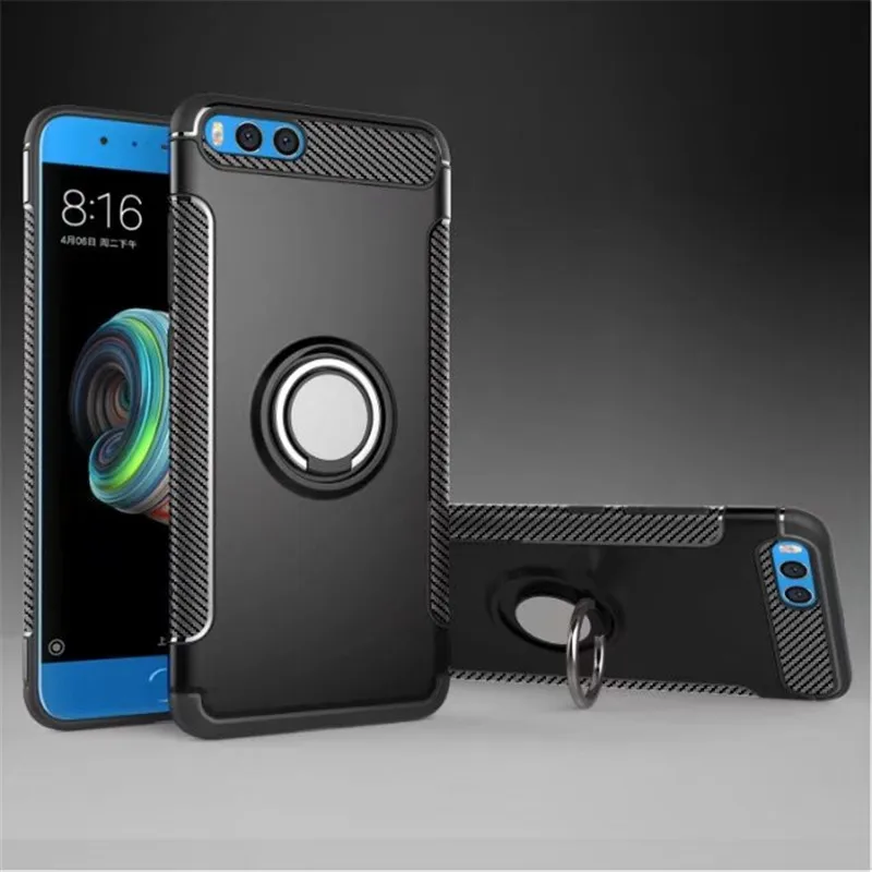 

Anti-knock Soft Silicone PC Back Cover Cases For Xiaomi Mi Note 3 Mobile Phone Case With Ring Bracket