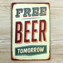 Горячие продаж " пива завтра" Жесть Признаки фильм постер Книги по искусству кафе-бар Винтаж наклейки металл роспись стены дома декор 20x30 см