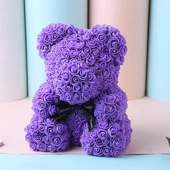 

40cm Foam Teddy Bear Gift Rose Flower Bear Soap Flower Creative Eternal Artificial Flowers Foam Birthday Party Decoration