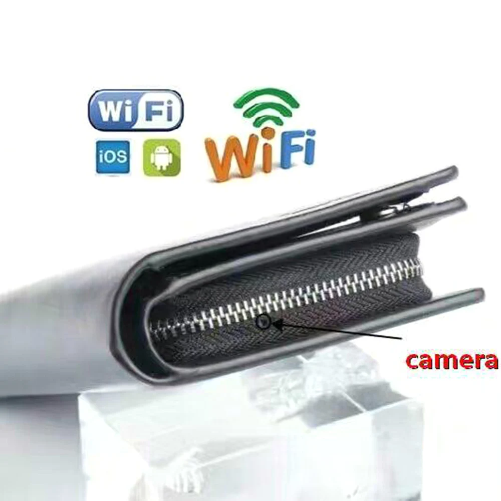 

Men Women Wallets HD Camera Wallet Hidden Cam DVR Video Recorder + Remote Control Black Wifi Purses Womens Wallets and Purses