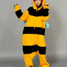 Модные Аниме Пижама Onesie животных с капюшоном с длинным рукавом Косплэй costomes для взрослых унисекс Домашняя одежда пчела пижамы