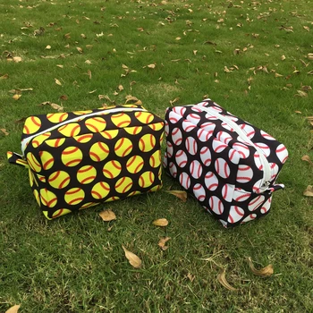 

Wholesale Sports Cosmetic Case Yellow Ball Cosmetic Bag ,White and Red Ball Print Makeup With Zipper Closure DOM109482