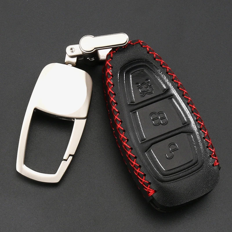 

2017 new car key cover case holder leather + alloy For Ford Focus Fiesta Mondeo Ecosport kuga