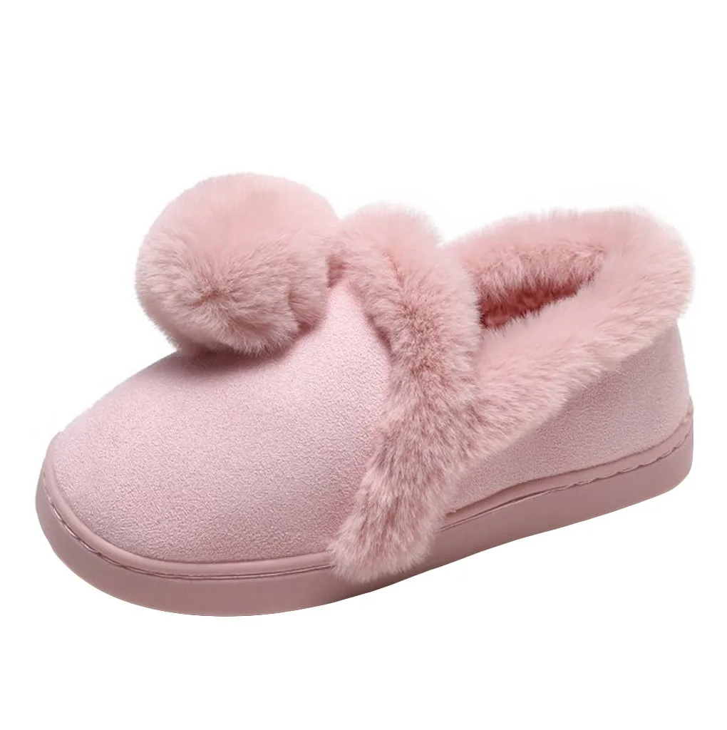 

Women Winter Shoes Keep Warm Plush Home Slippers Solid Non-slip Indoors Bedroom Floor Shoes Lady Flock Shoes zapatos de mujer