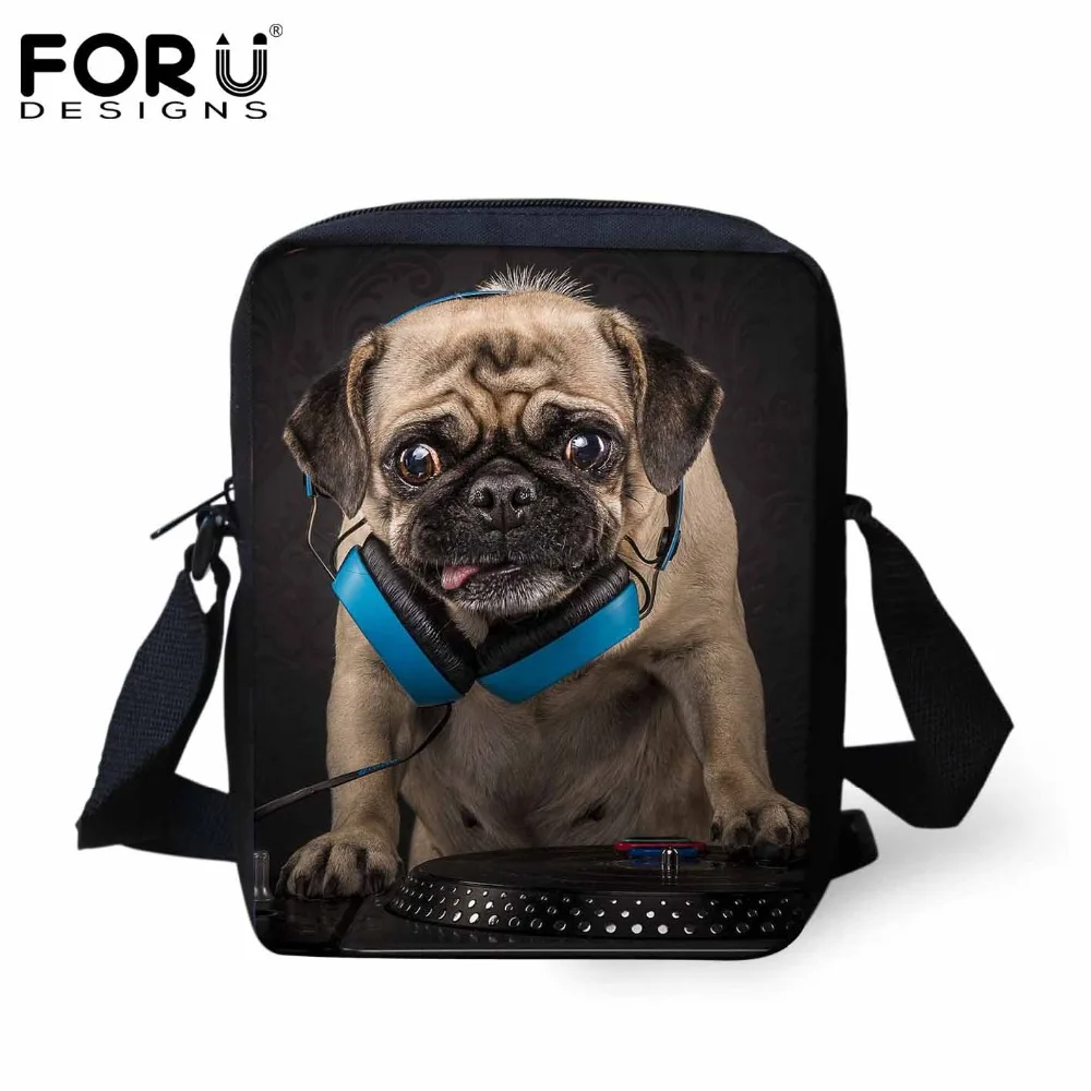 FORUDESIGNS Men Messenger Bags Casual Small Men's Travel Bag Funny Rock Band Dog Bulldog Fashion Crossbody Bag for Men Handbag