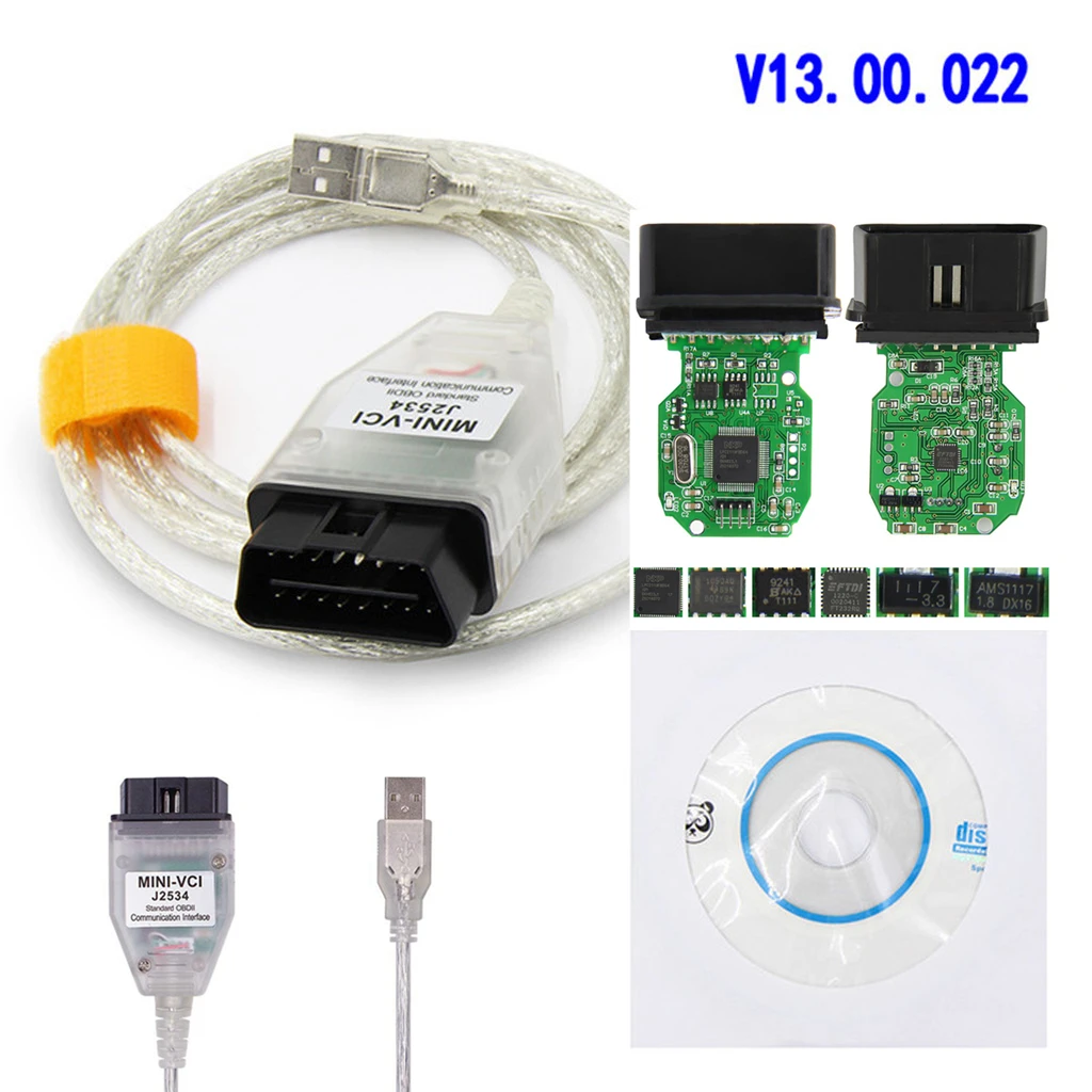 

Mini VCI J2534 16Pin OBD2 Diagnostic Cable For Toyota Lexus Scion TIS Techstream