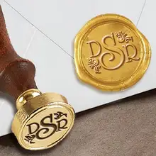 Персонализированные вензеля 3-Начальные Пользовательские Воск печать штамп " die-#523 Университет роман с Fleurs