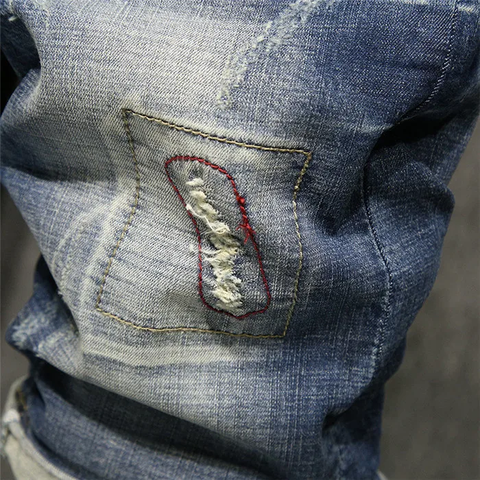 Брендовые мужские джинсовые шорты 2019 летние новые модные повседневные тонкие шорты с дырками высококачественные хлопковые эластичные