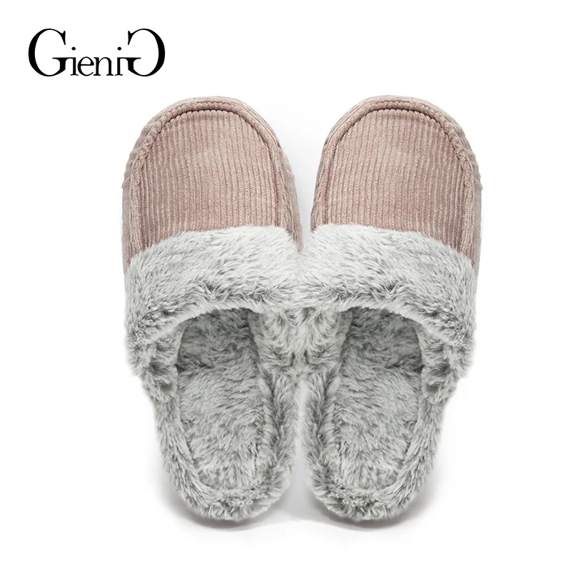 

GieniG Winter Couple Slippers Corduroy 2018 Home Bedroom Shoes Non-slip Comfortable Women's Slippers