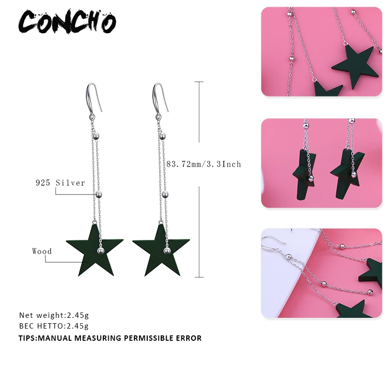 Кончо Jewelry 925 пробы Серебряный бор геометрическая серьги для Для женщин вечерние