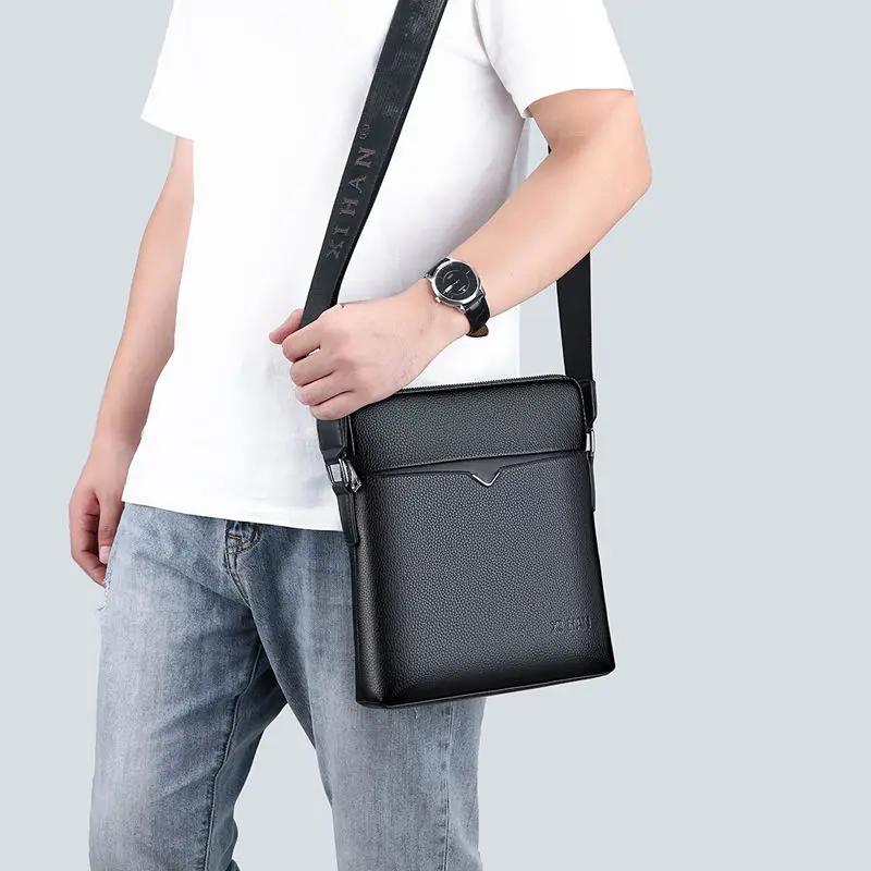 Модные мужские сумки-мессенджеры из искусственной кожи высокого качества, сумка через плечо для деловых поездок, повседневная мужская сумка на молнии, сумки на плечо для телефона
