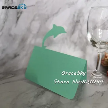 

50pcs free shipping laser cut Whales design paper Name Place Cetacean Cards Wedding Party invitation Cards Table Decoration
