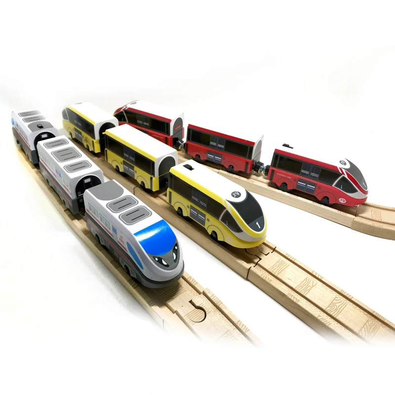 

Gift Box RRC EMU Electric Train Set Wooden track car Children transport toy Compatible with toy car wooden rail BIRO track