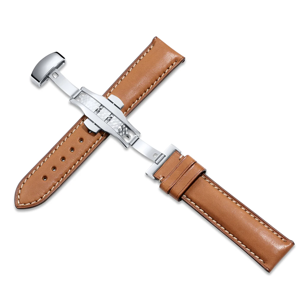 Кожаный ремешок для наручных часов 20/21/22 мм|deployment buckle|replacement watchbandwatchband replacement |