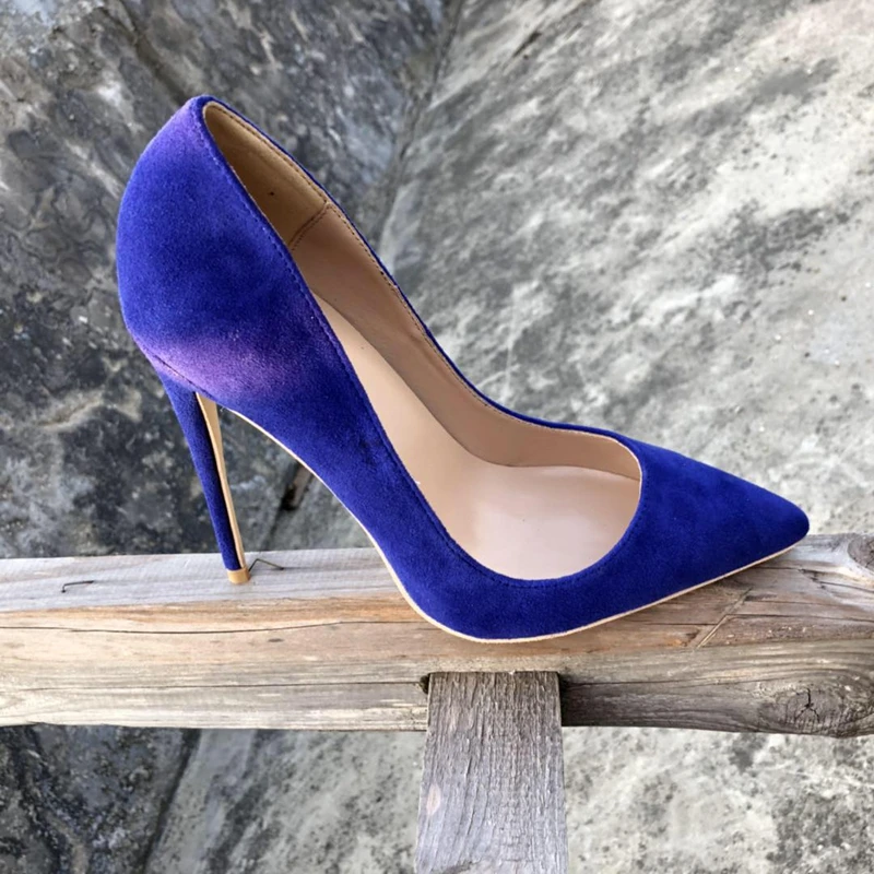 

2018 Europe flock leather high heeled lady pumps shallow pointed toe woman single shoes party shoes slip-on spring women pumps