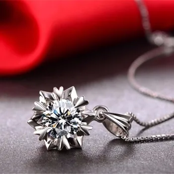 

Bonsoir Moissanite 18K White Gold Pendant Necklace Trendy Style Women 2019 New Arrival