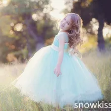 Haute Couture без рукавов светло-голубой цвет спагетти ремень Тюль бальные платья приятно Туту Платья для девочек на свадьбу на день рождения pageant вечеринок