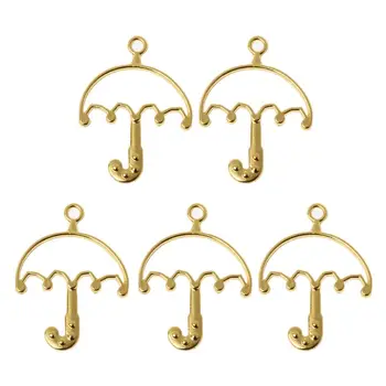 

5Pcs Umbrella Fans Blank Frames Pendant Open Bezel Setting Resin Jewelry Making