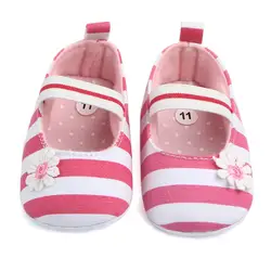 Хлопковая полосатая детская обувь для девочек 0-12 м для малышей новорожденных обувь мягкой подошвой Дизайнерская обувь детские мокасины