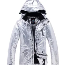 Блестящий серебристый мужской женский лыжный костюм, зимняя теплая водонепроницаемая ветрозащитная куртка для сноубординга, штаны, лыжная одежда, женские зимние костюмы