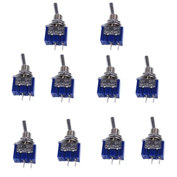 

10pcs MTS-101 2 Pin SPST ON-OFF 2 Position 6A 250V AC Mini Toggle Switch