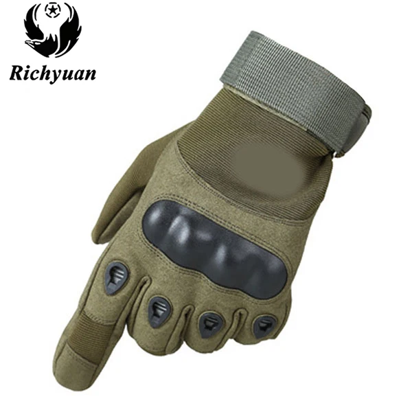 Военные тактические перчатки для спорта на открытом воздухе, армейские перчатки с полным пальцем, мотоциклетные противоскользящие перчатки из углеродного волокна с черепахой - Цвет: full green