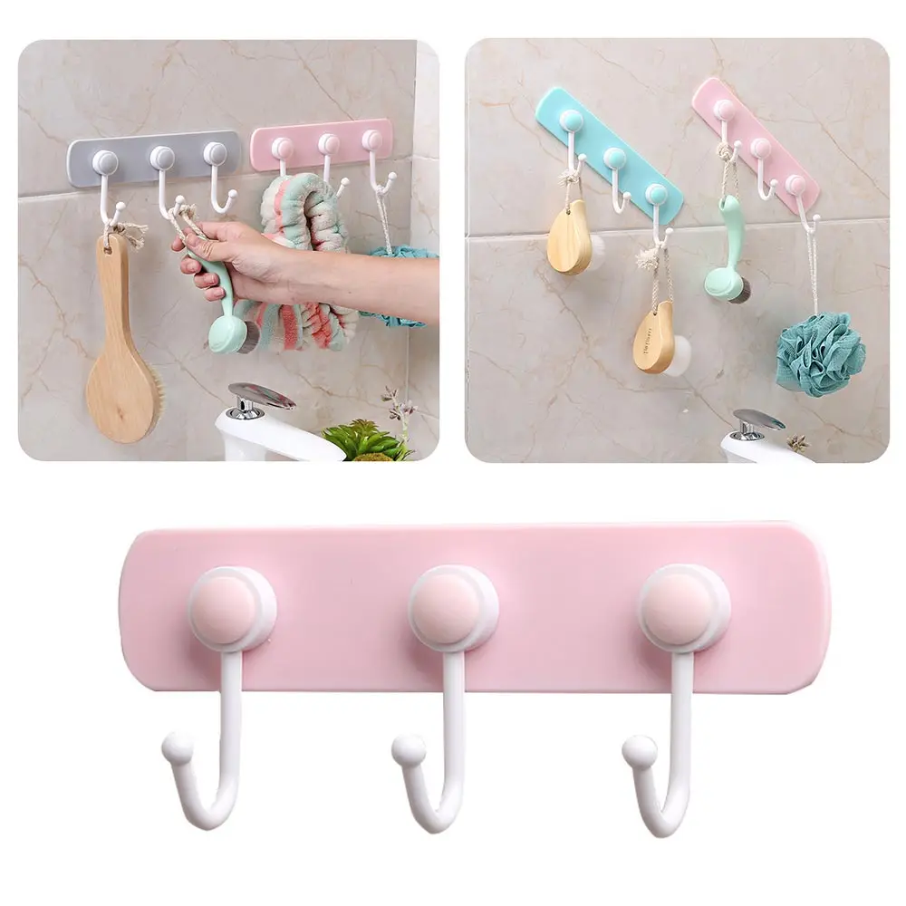 3PCS/Set Self Adhesive Clothes Hook Wall Door Holder Bathroom Towel Hanger Kitchen Bath Wall Hanger Hooks