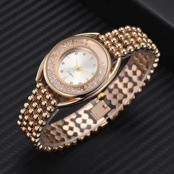 

Women Quartz Watch Rolling Beads Dial with Alloy Beads Hollow Band LXH