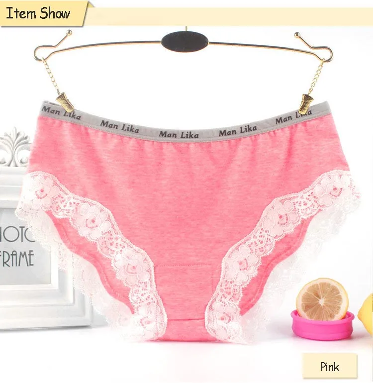 New Brand Woman Cotton Cute Panties Vs Love Pink Women Briefs Lace Decoration for Girls Calcinhas Underwear Lingerie Intimates (7)