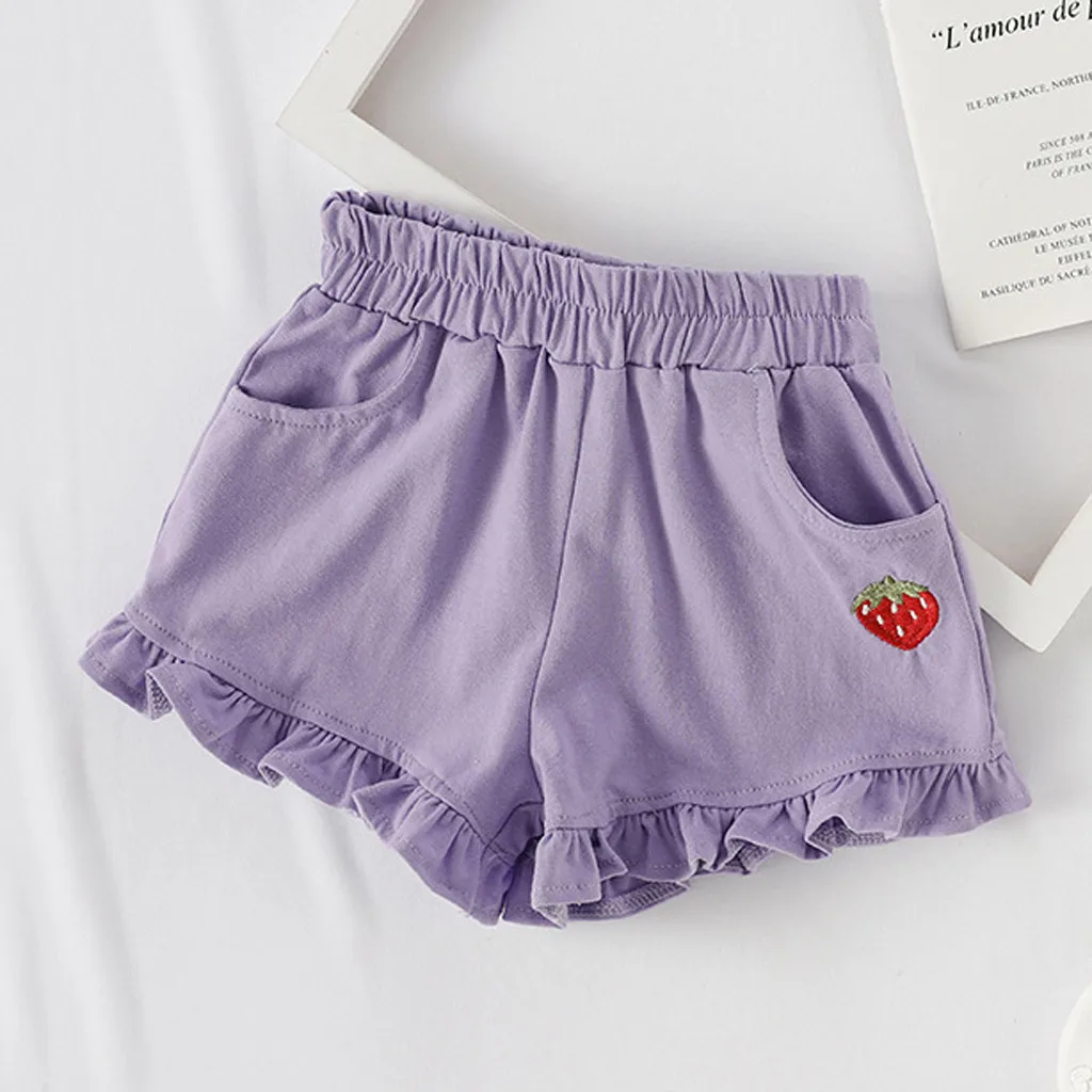 Штаны для девочек летние детские милые шорты с рюшами ярких цветов для маленьких девочек повседневные штаны с эластичной резинкой на талии vetement enfant fille