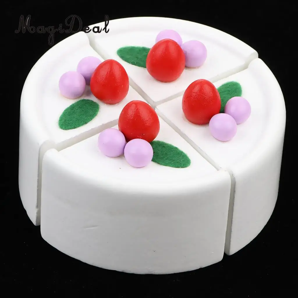 Simulation Wooden Bithday/ Strawberry Cake Kids Food Pretend Cutting Toy Girls Birthday Gift