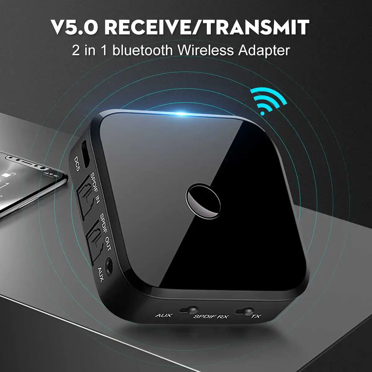 

bluetooth 5.0 CSR8675 Transmitter Wireless Audio Receiver HD Receptor with Digital Optical Toslink/SPDIF/AUX Adapter